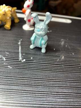 Vintage Light Blue Cymbal Bunny Figurine - Small PVC Toy Figure